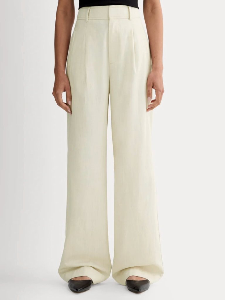 Everlane Women’s Linen-Blend Wide Leg Draper Pants Heathered Oat